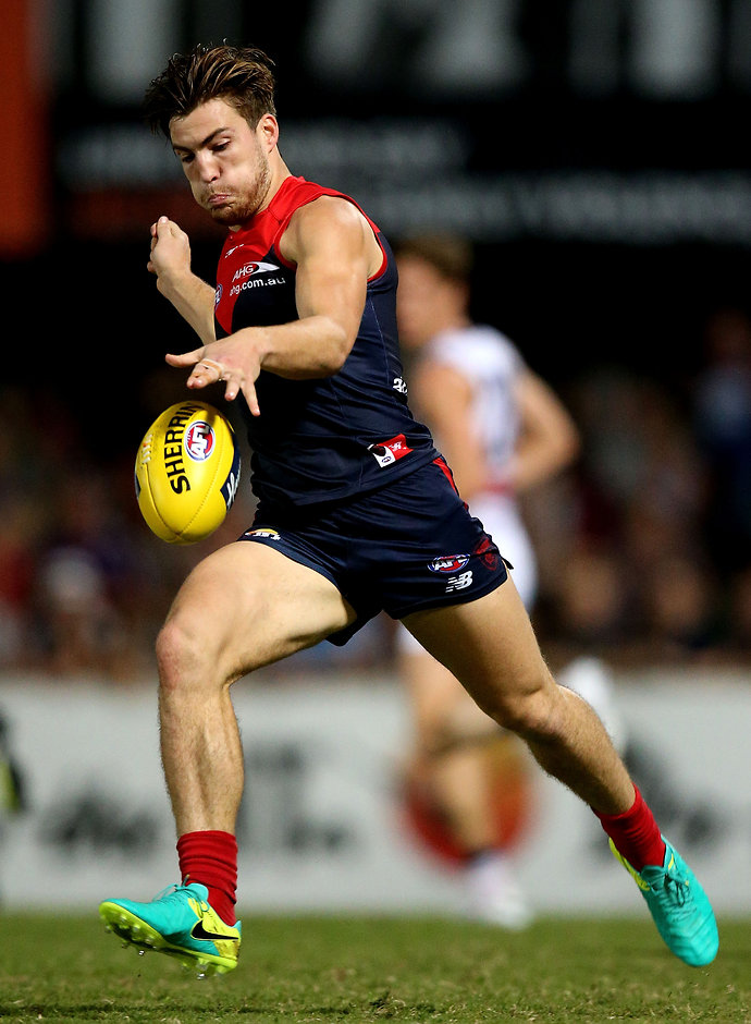 AFL 2016 Rd 16 - Melbourne v Fremantle DARWIN, AUSTRALIA - JULY 09: Jack Viney of the Demons in action during the 2016 AFL Round 16 match between the Melbourne Demons and the Fremantle Dockers at TIO Stadium on July 9, 2016 in Darwin, Australia. (Photo by Justine Walker/AFL Media)